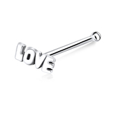 Love Shaped Silver Bone Nose Stud NSKD-325